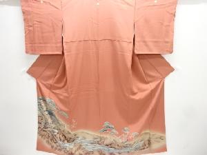 雉に滝模様三つ紋色留袖